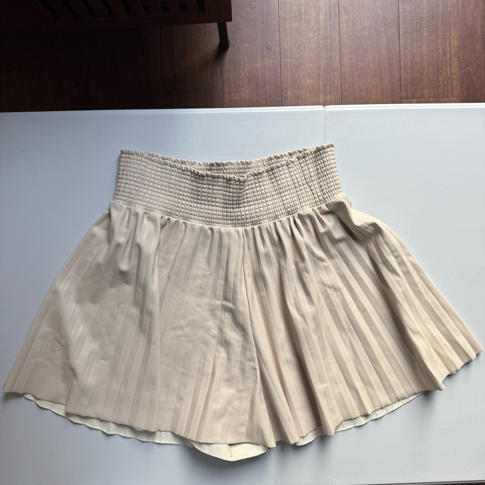 A. L. C. Faux Leather Cream Pleated Shorts